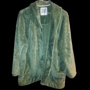Muk Luks Cozy Plush Cardigan Shawl Collar Robe Jacket Cozy Green Size 2X